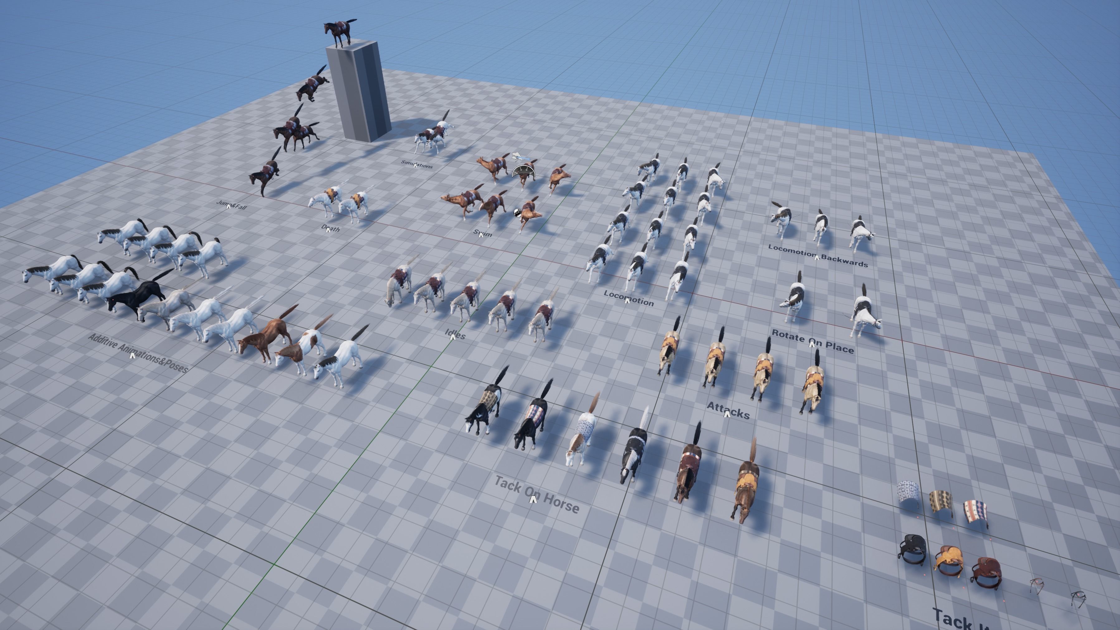 Horse Herd - Low poly animated game-ready Horse and  control rig Low-poly 3D model_27