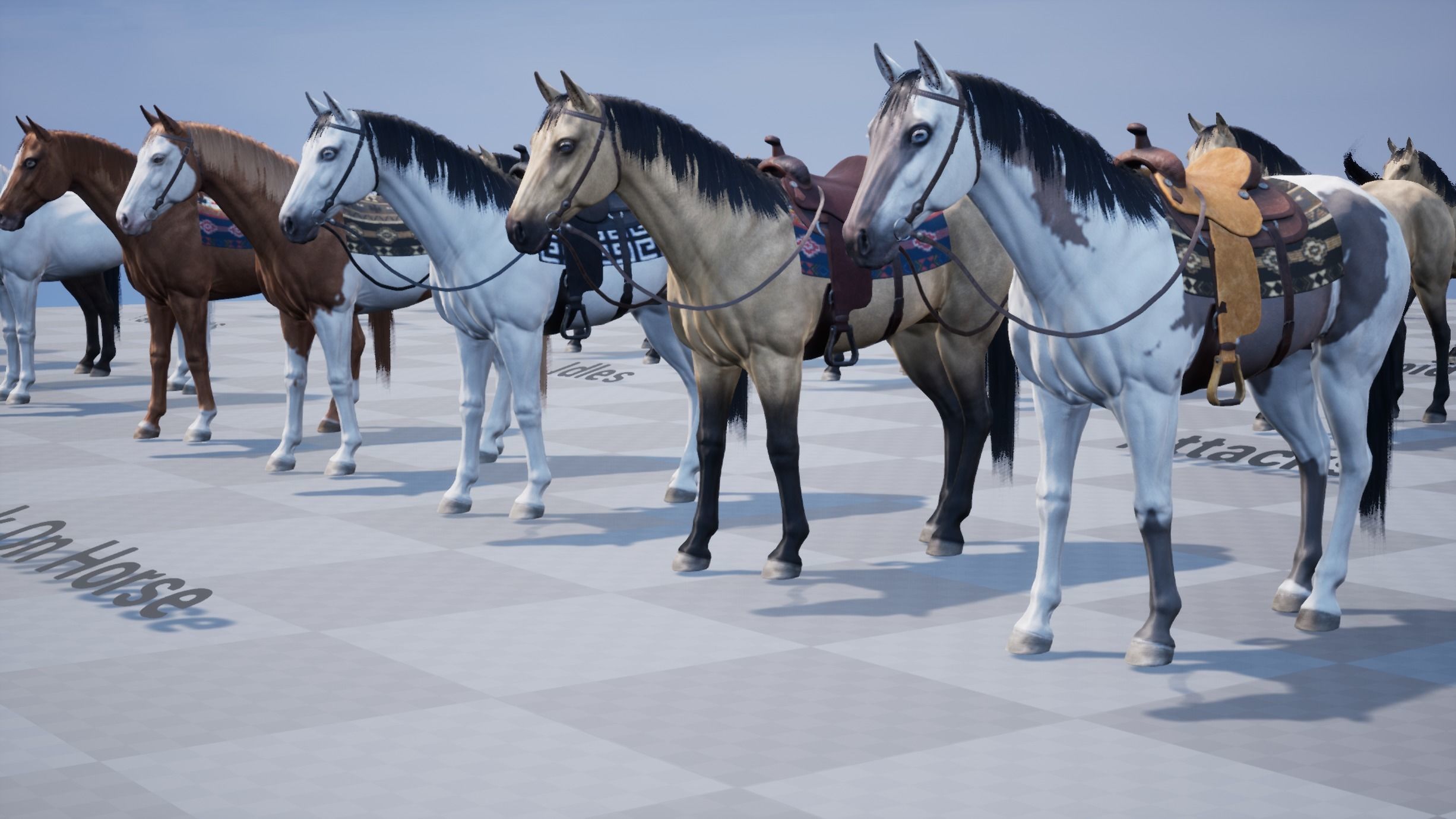 3D model Horse Herd Low poly animated gameready Horse and control