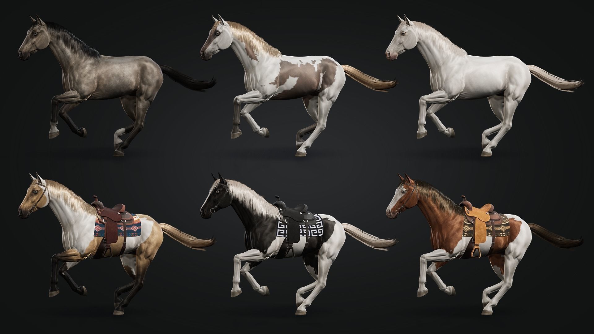 Horse Herd - Low poly animated game-ready Horse and  control rig Low-poly 3D model_10