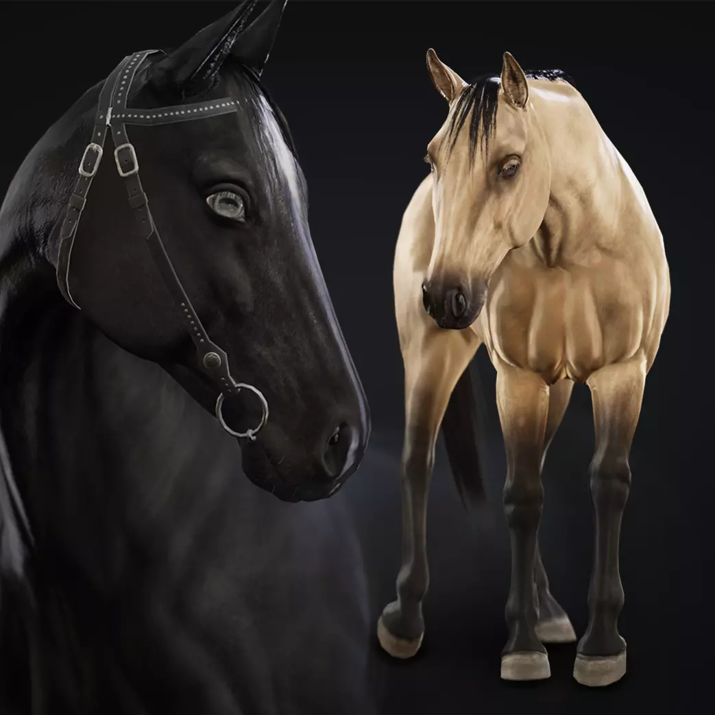 Horse Herd - Low poly animated game-ready Horse and  control rig Low-poly 3D model_0