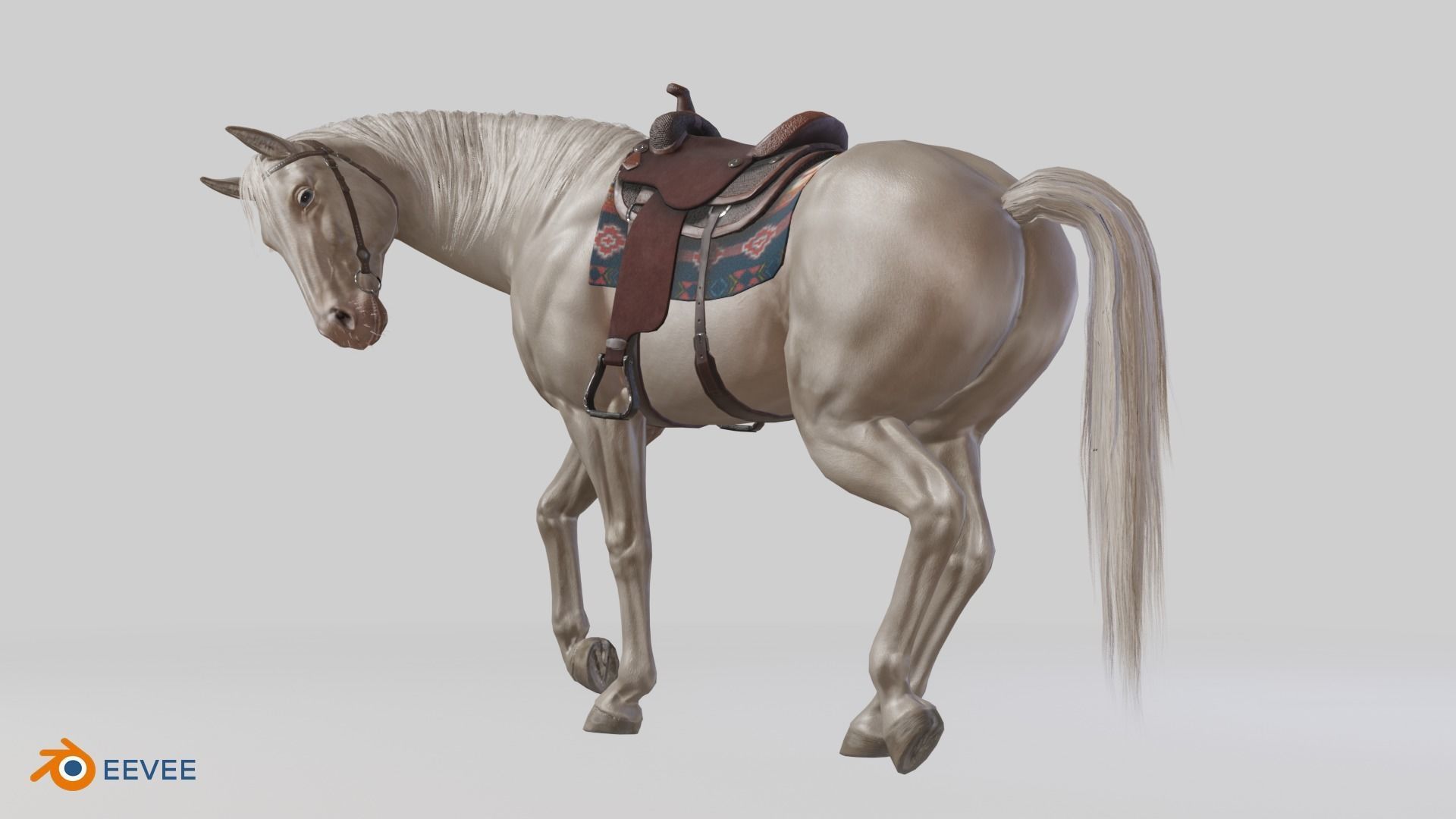 Horse Herd - Low poly animated game-ready Horse and  control rig Low-poly 3D model_12