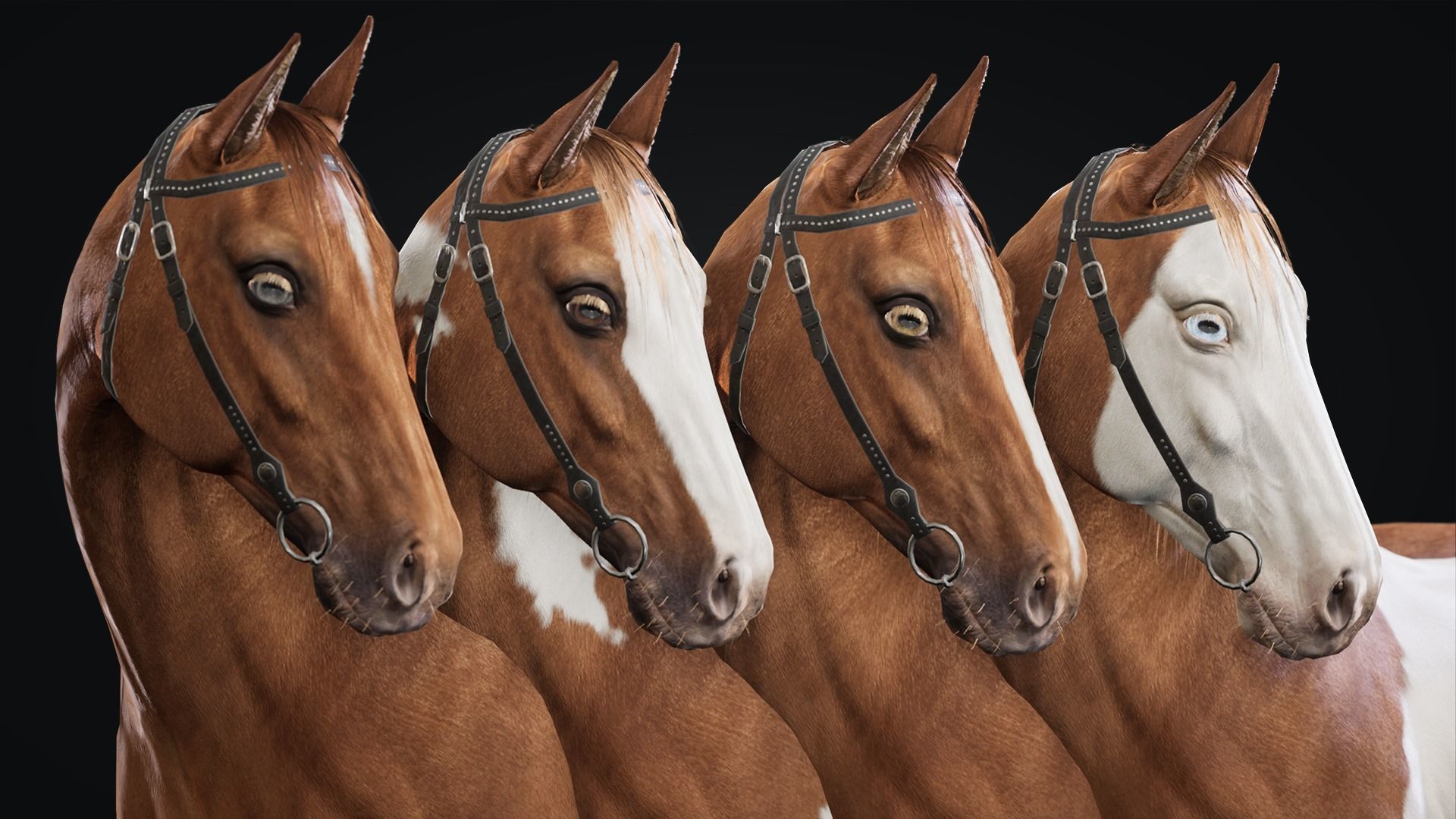Horse Herd - Low poly animated game-ready Horse and  control rig Low-poly 3D model_14
