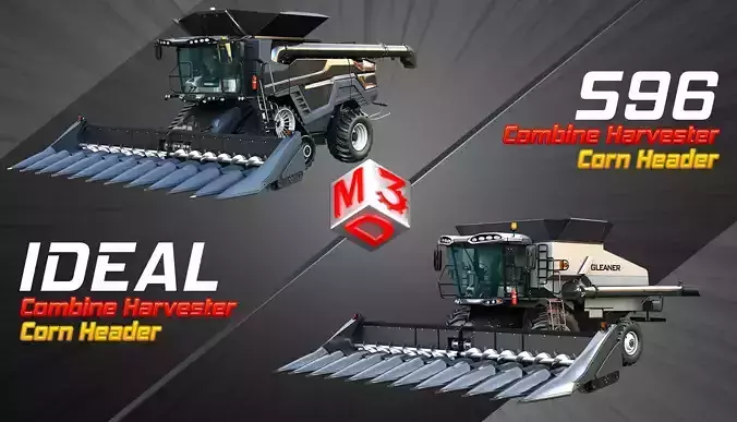 IDEAL - S96 - Combine Harvesters - Corn Harvester Head 2 in 1 3D Model Collection