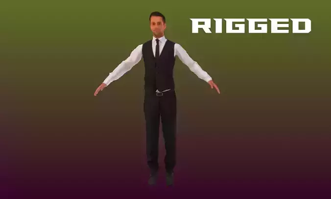 Waiter Character Low-poly 3D model