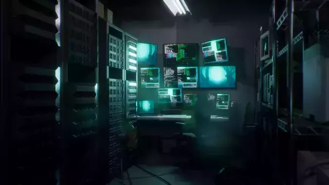Hackers Office - Environment for Crime Noir Drama And Cyberpunk Low-poly 3D model