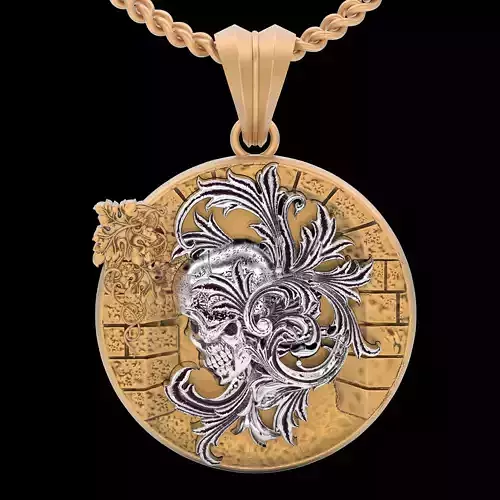 Skull  pendant gold printable jewelry 3D model