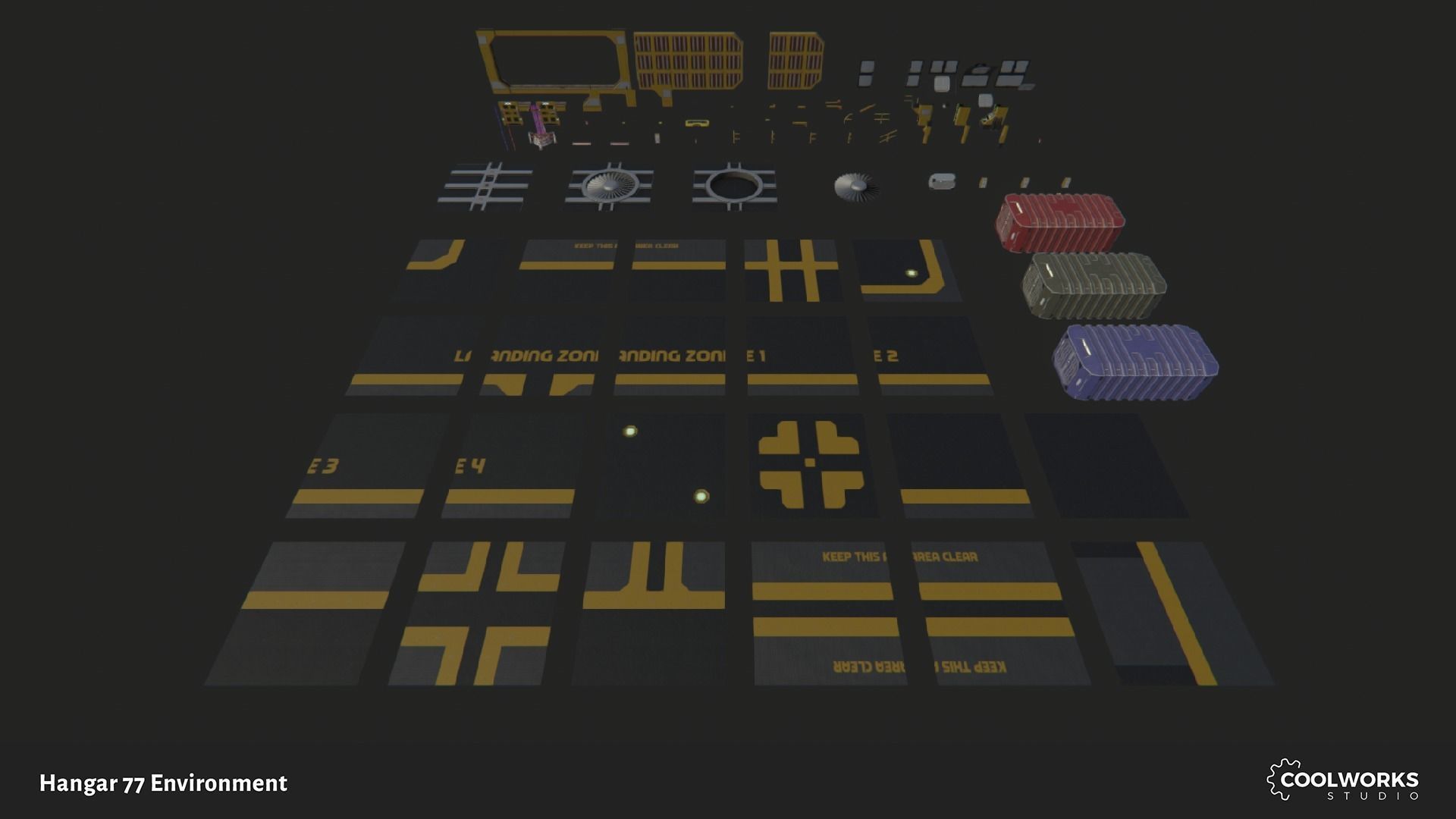 Hangar 77 Environment Tileset Low-poly 3D model_12