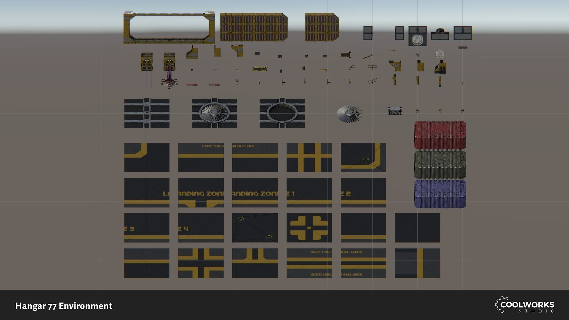 Hangar 77 Environment Tileset Low-poly 3D model_13