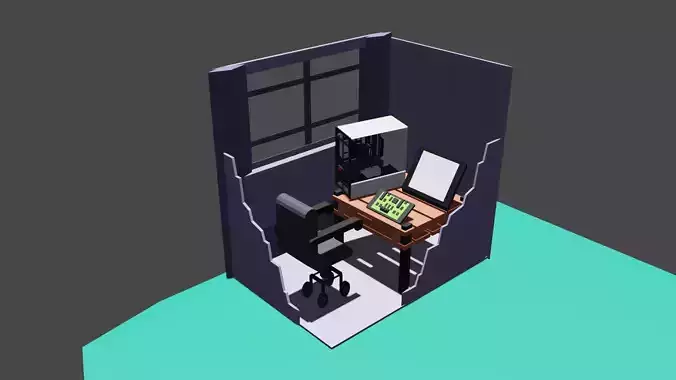 low poly pc asset pack  Low-poly 3D model