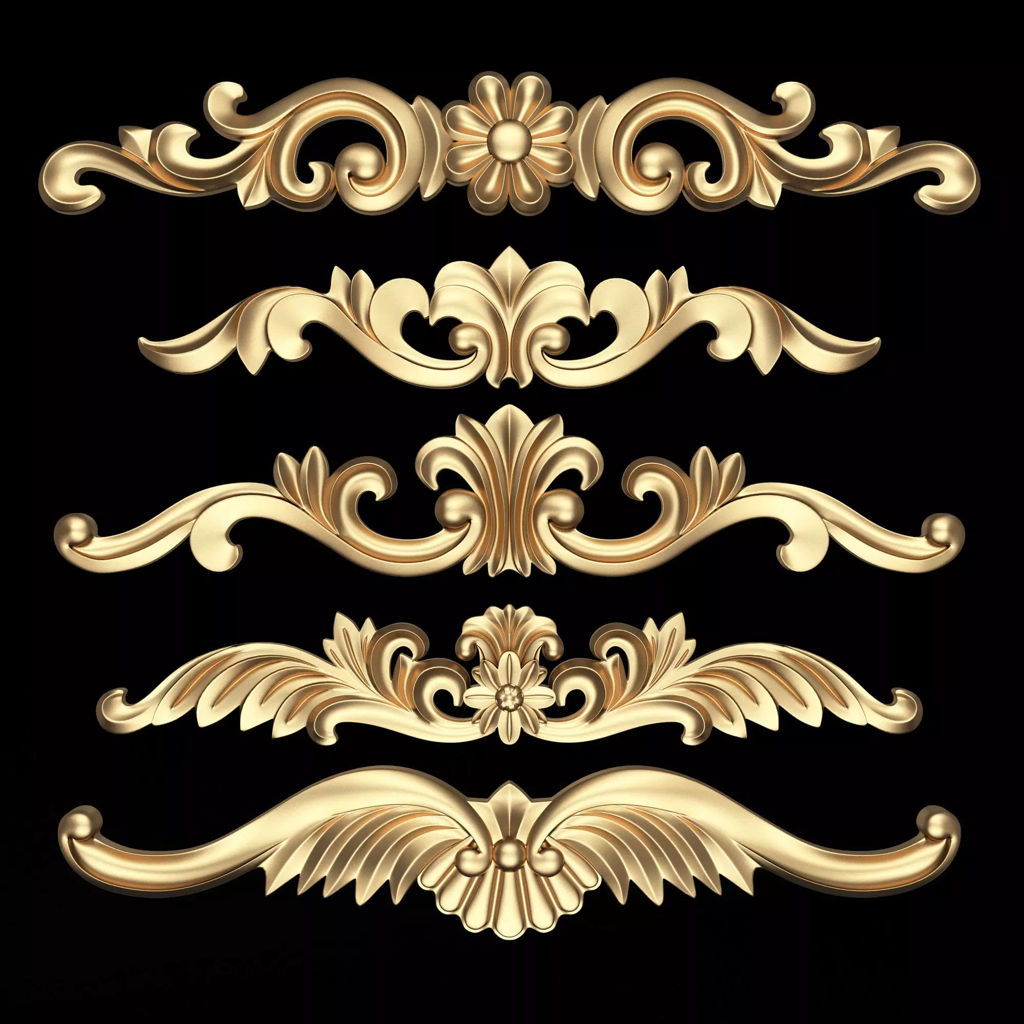 Carved Plaster Molding Decoration 025 Low-poly 3D model_0