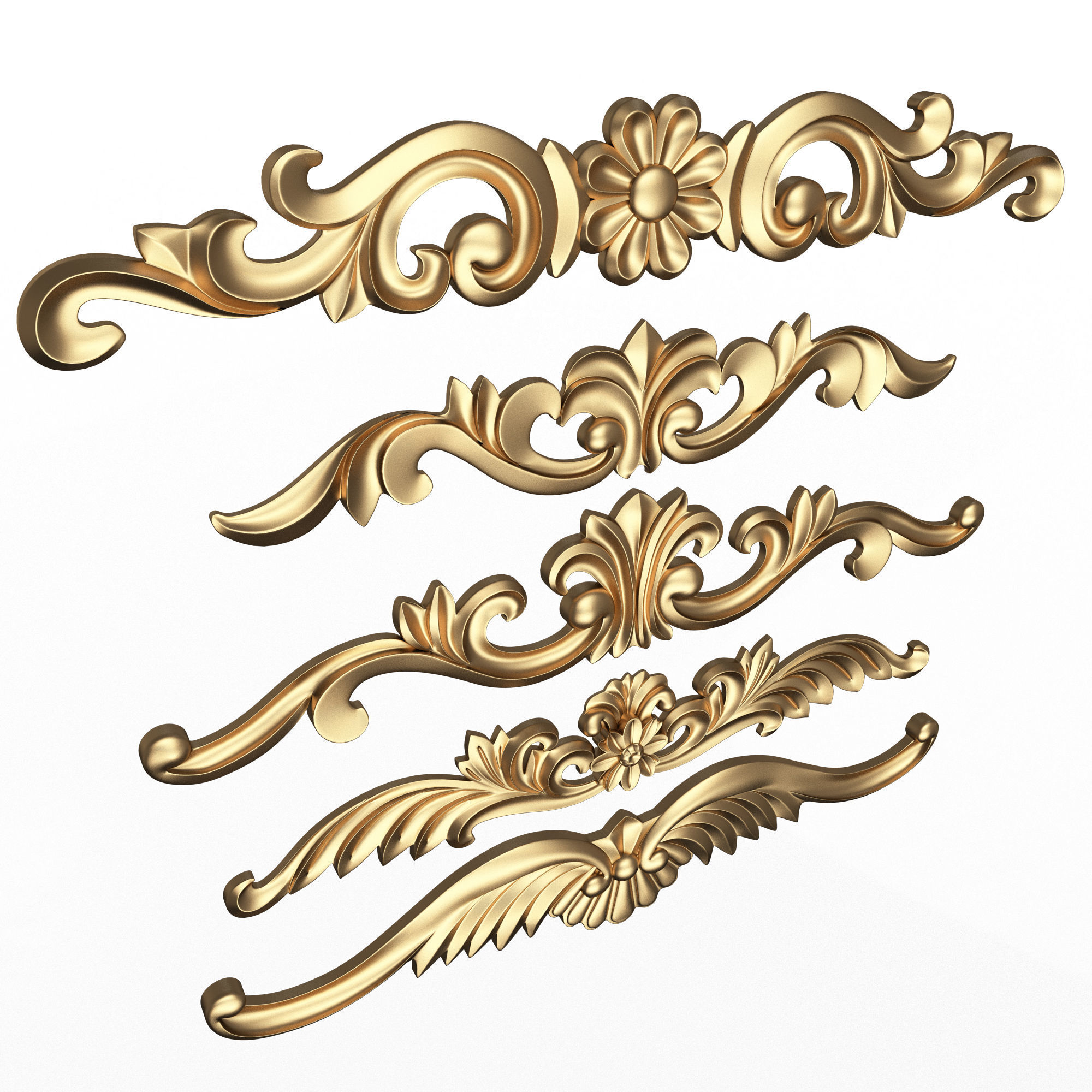 Carved Plaster Molding Decoration 025 Low-poly 3D model_1