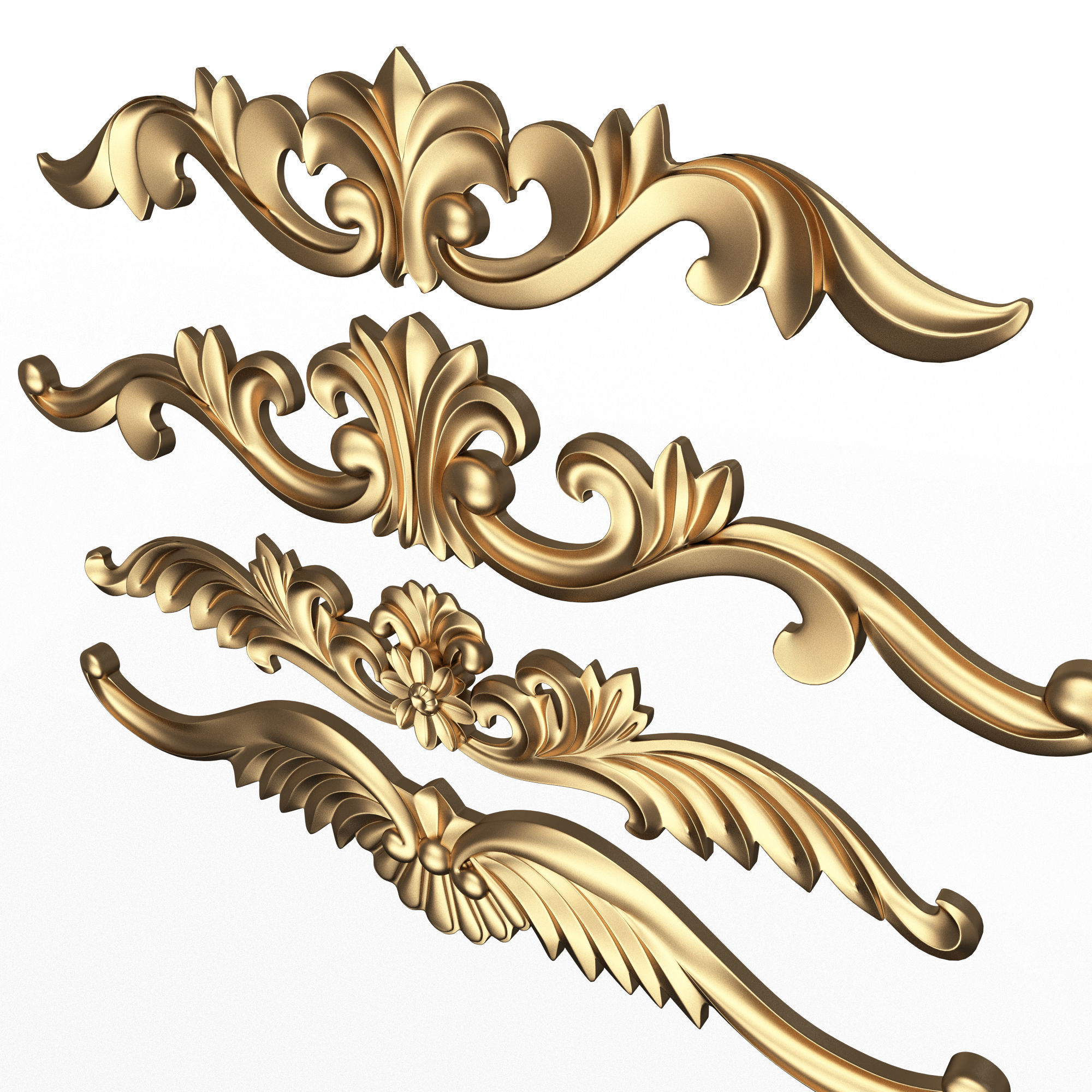 Carved Plaster Molding Decoration 025 Low-poly 3D model_2