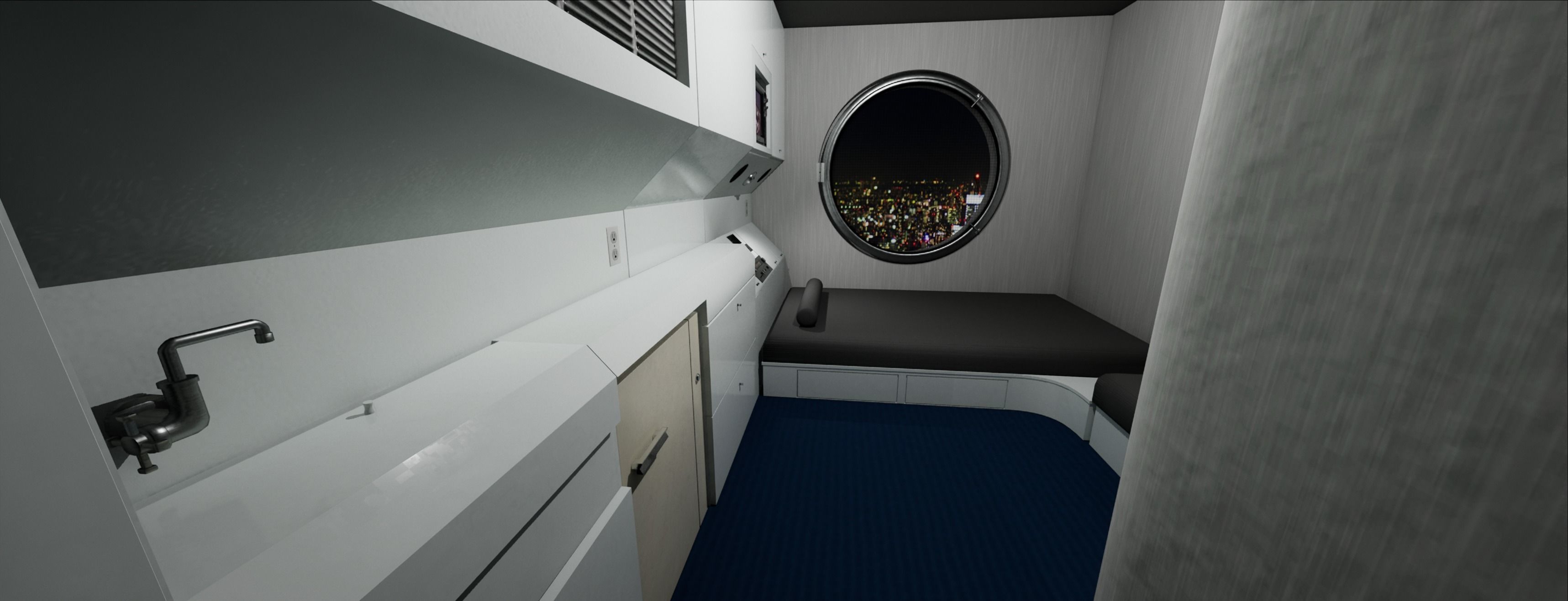 Nakagin Capsule Tower Room  Low-poly 3D model_2