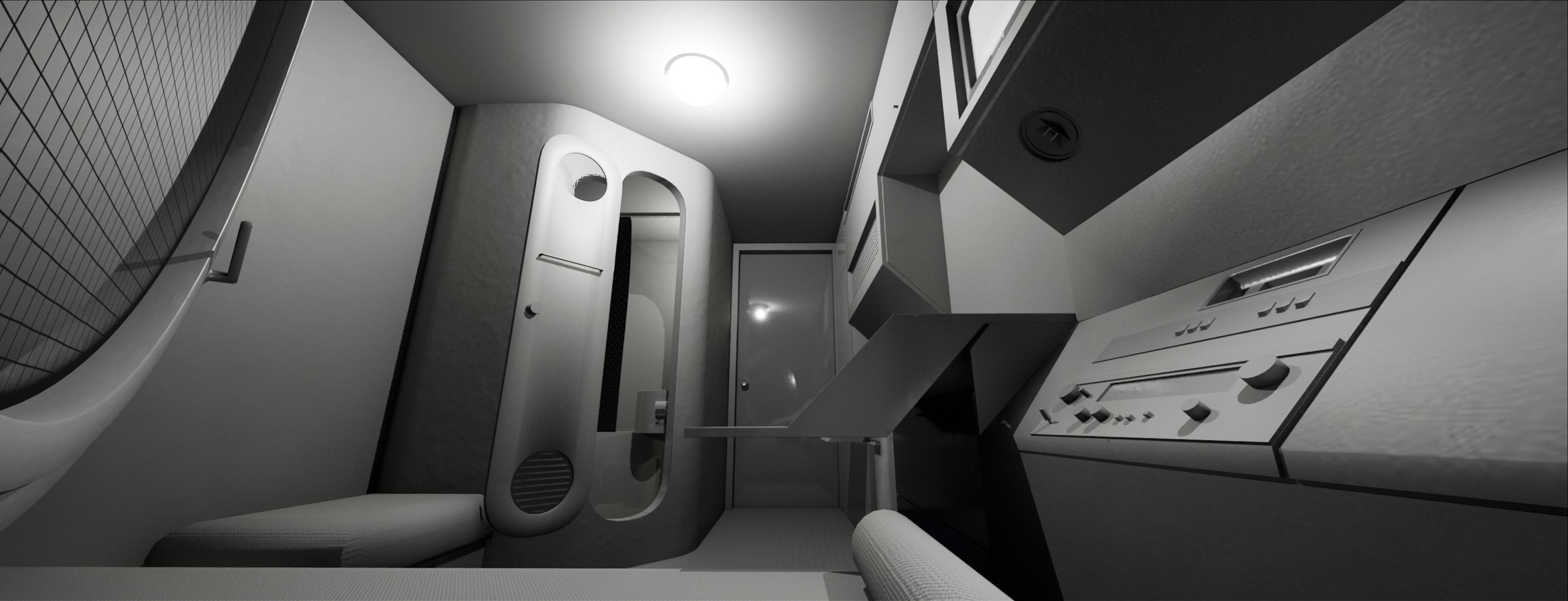 Nakagin Capsule Tower Room  Low-poly 3D model_5
