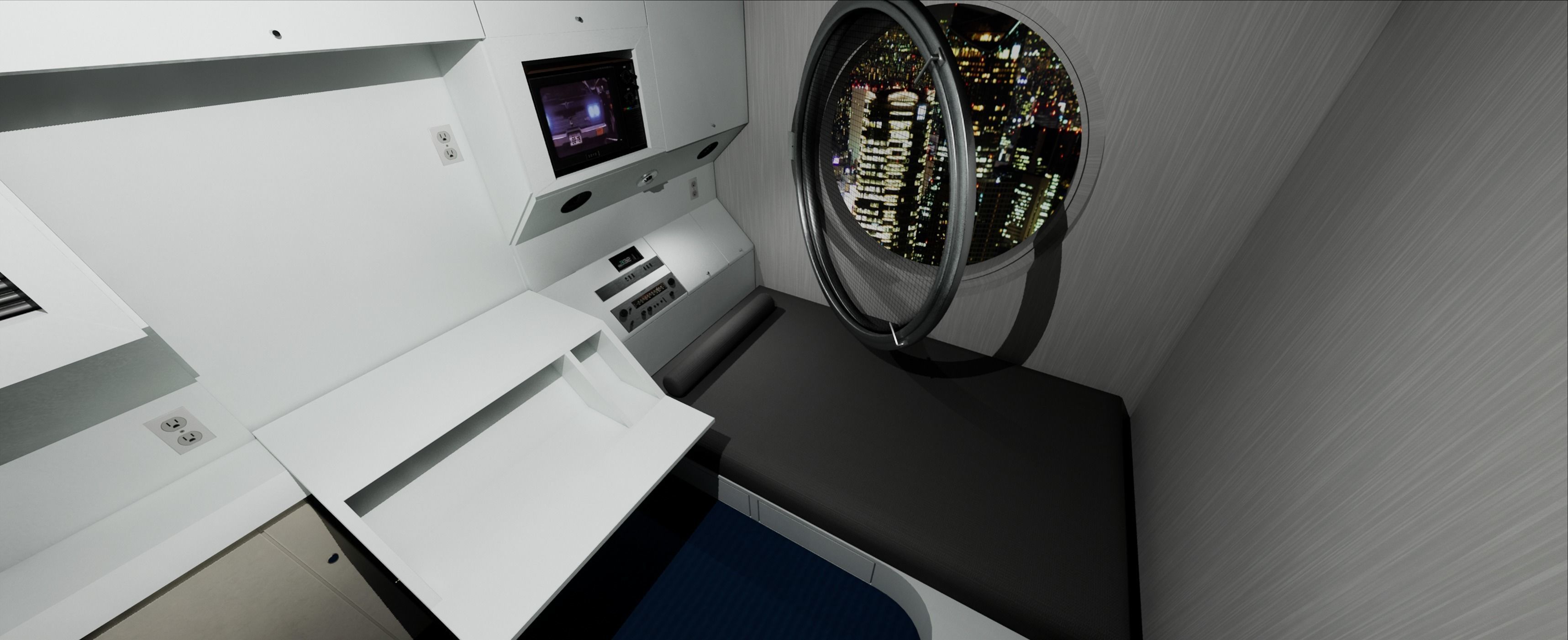 Nakagin Capsule Tower Room  Low-poly 3D model_1