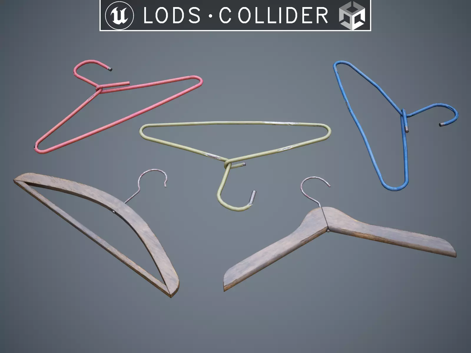 Soviet Coat Hangers Damaged Low-poly 3D model