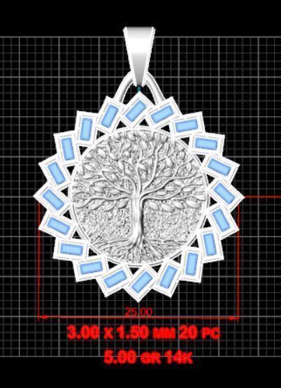 Tree of Life Baguette Stone 3D print model_2