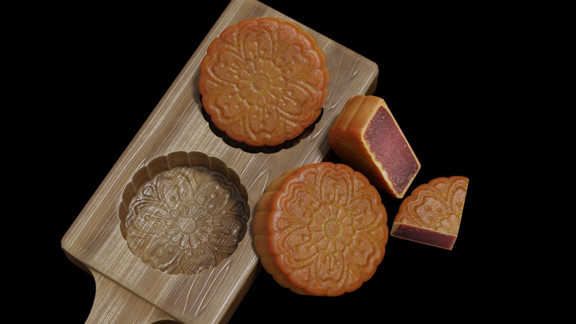 Vietnamese Mooncake Low-poly 3D model_22