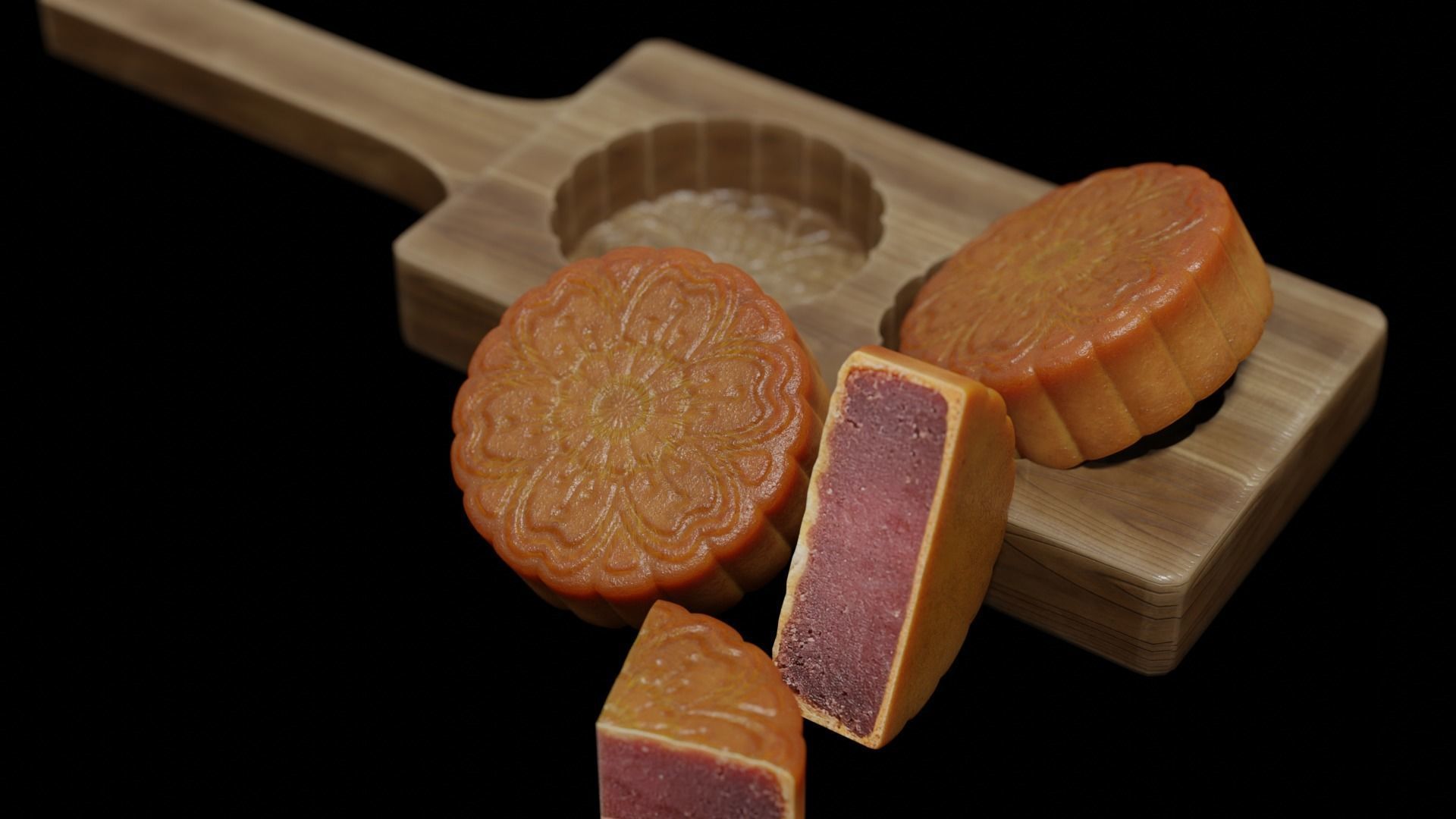 Vietnamese Mooncake Low-poly 3D model_7