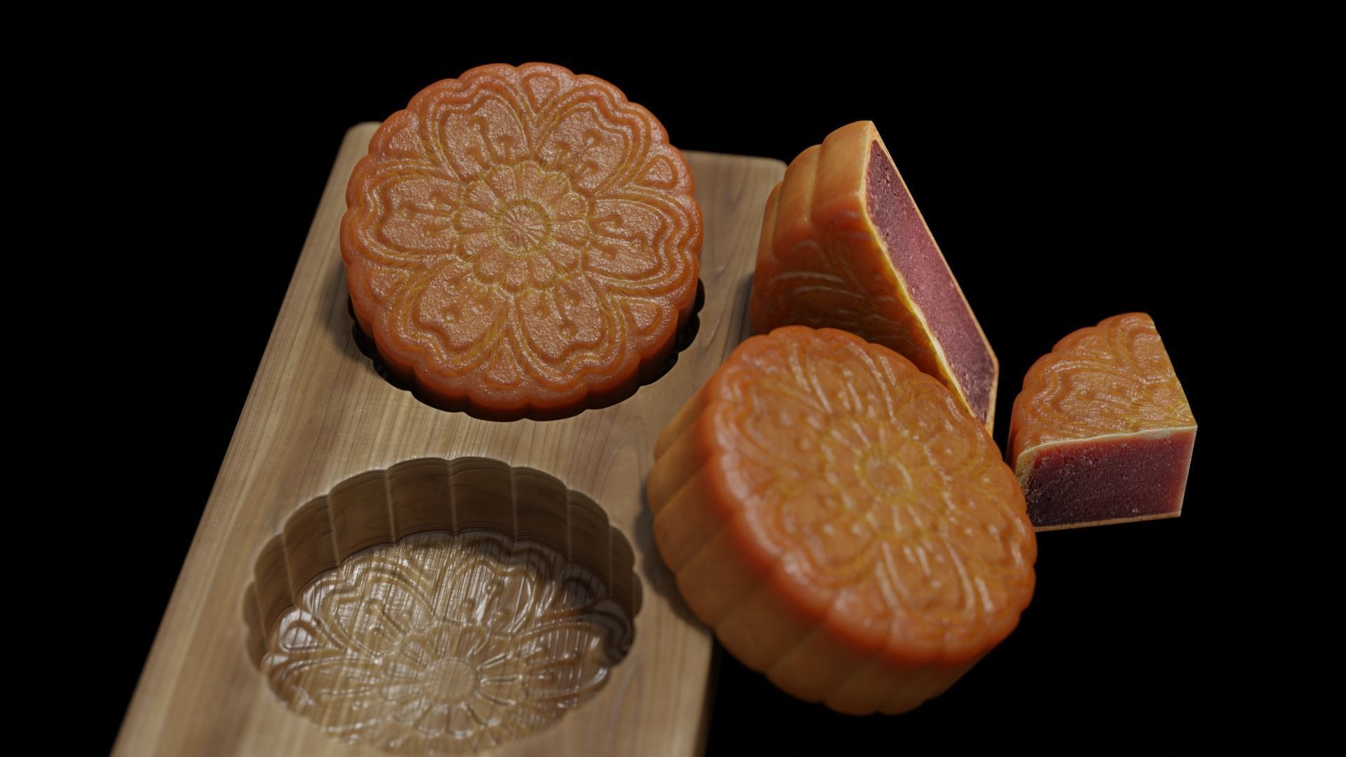 Vietnamese Mooncake Low-poly 3D model_9