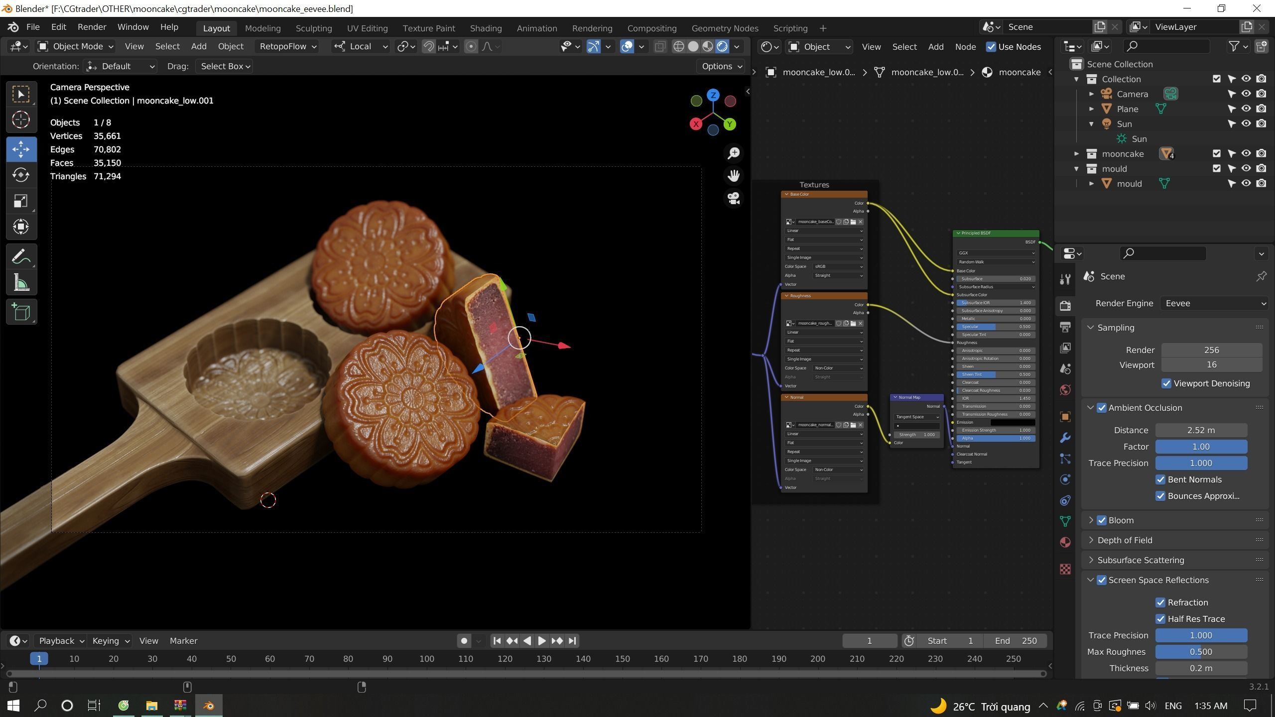 Vietnamese Mooncake Low-poly 3D model_11