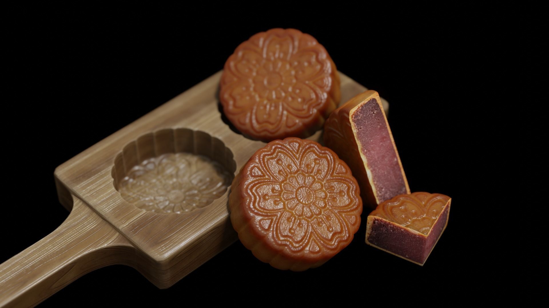 Vietnamese Mooncake Low-poly 3D model_21