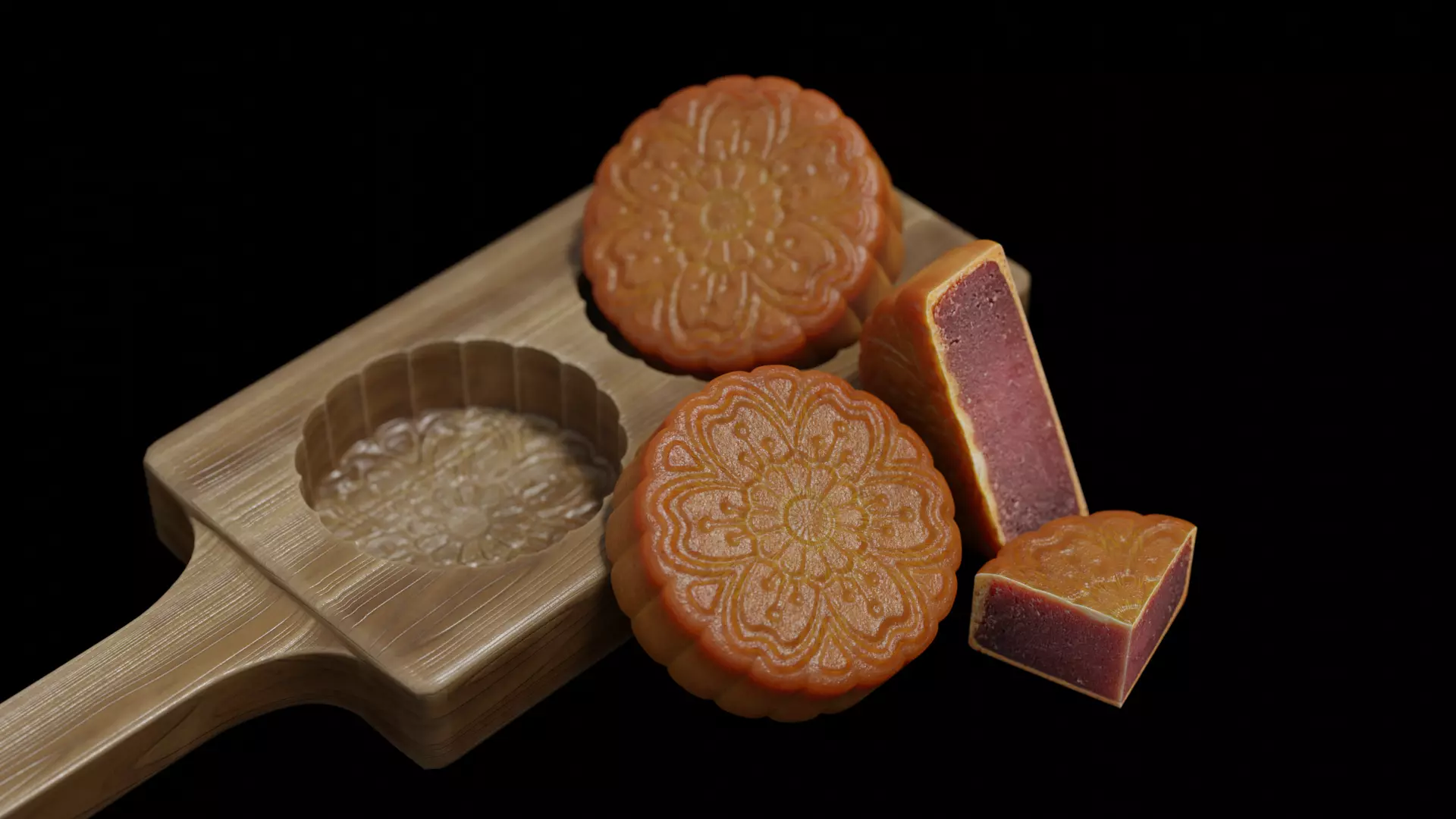 Vietnamese Mooncake Low-poly 3D model_0