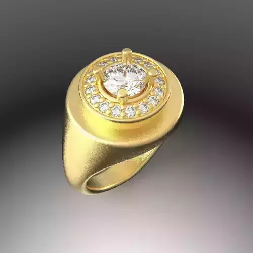 diamond halo signet ring stl verified