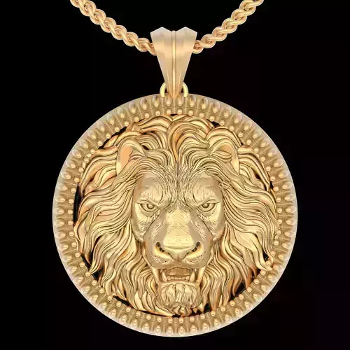 Lion pendant  gold printable jewelry 3D model