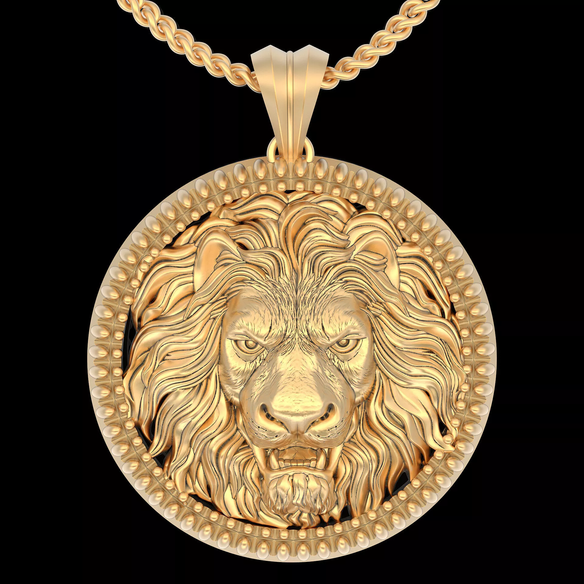 Lion pendant gold printable jewelry 3D model 3D print model