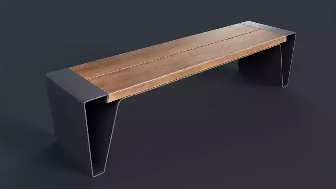 Modern Outdoor Bench 7 PBR Game Ready