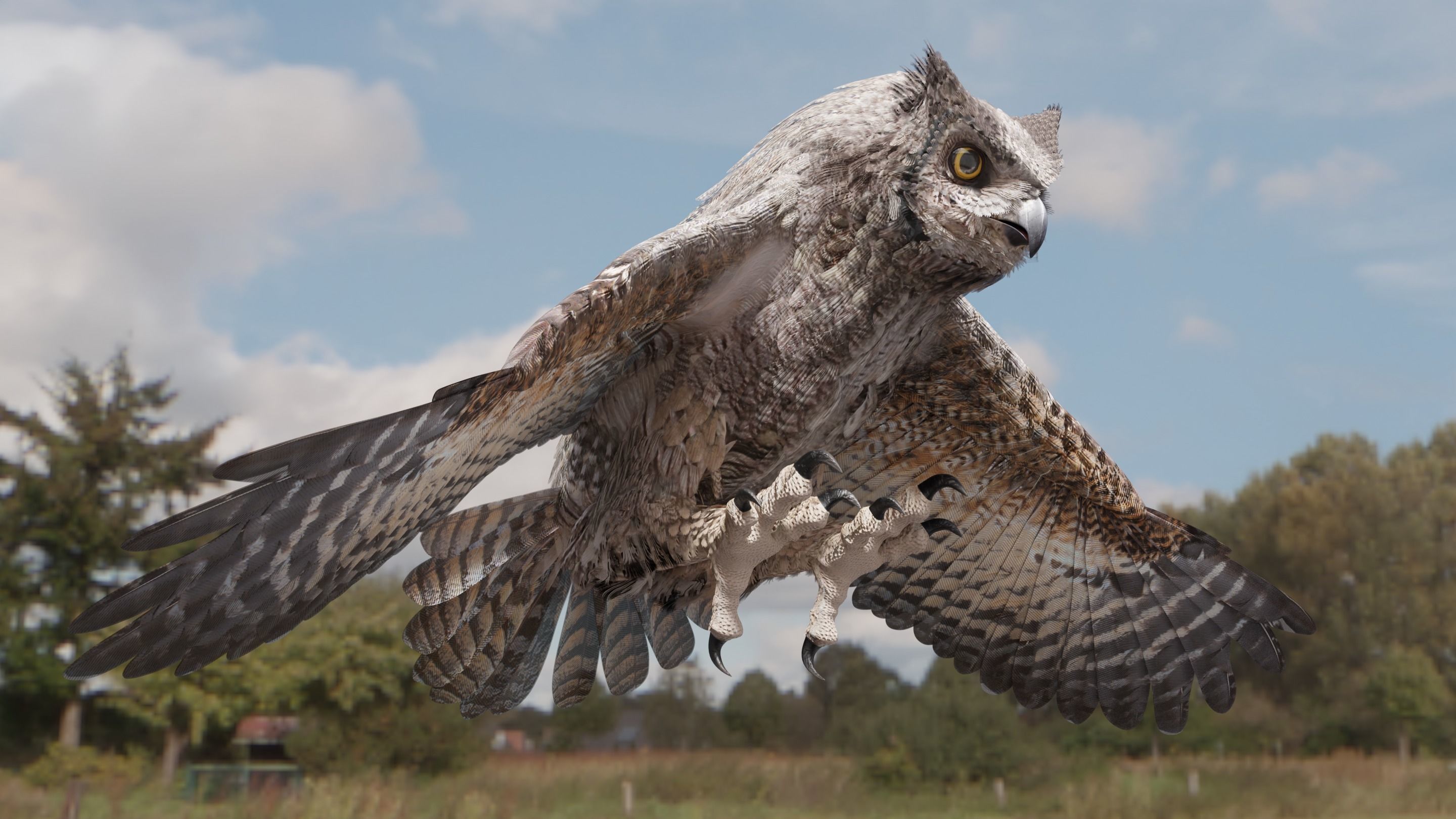 Great Horned Owl - Blender Low-poly 3D model_30