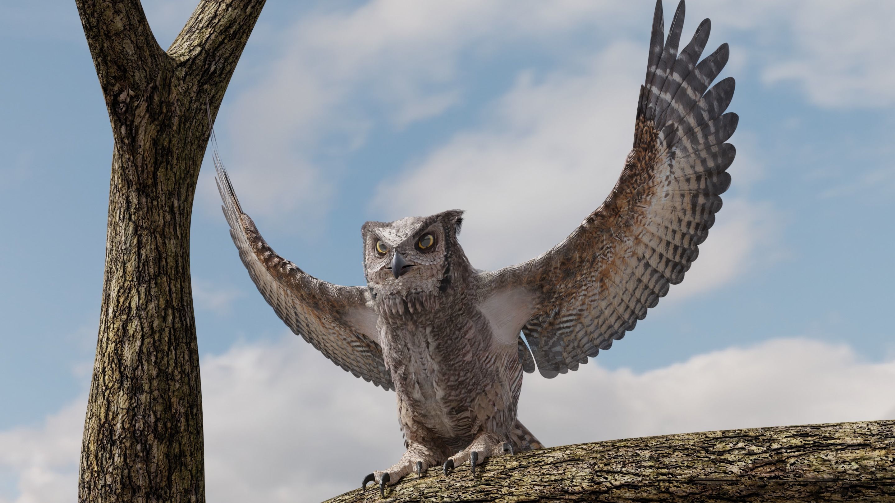 Great Horned Owl - Blender Low-poly 3D model_13