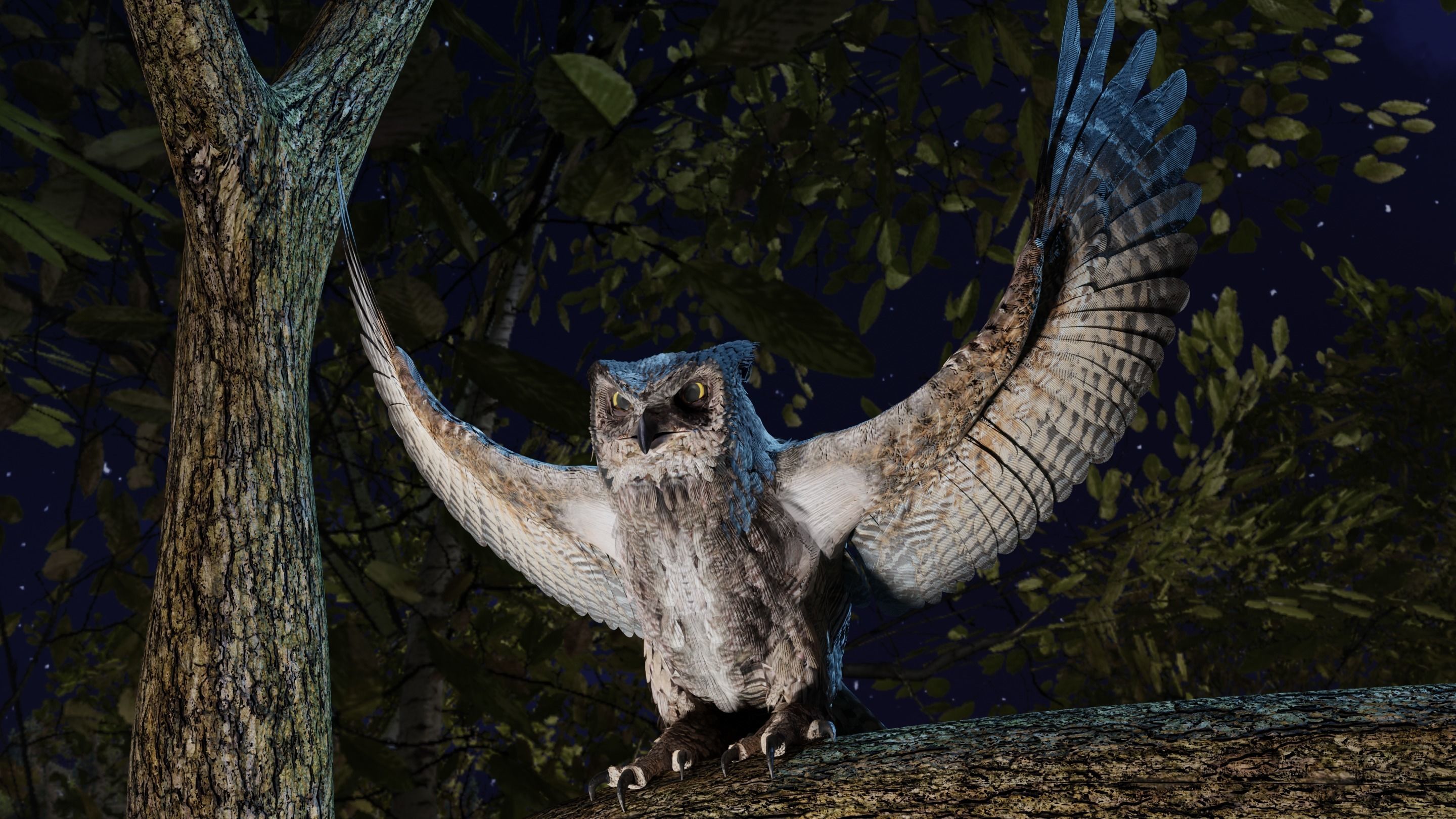 Great Horned Owl - Blender Low-poly 3D model_14