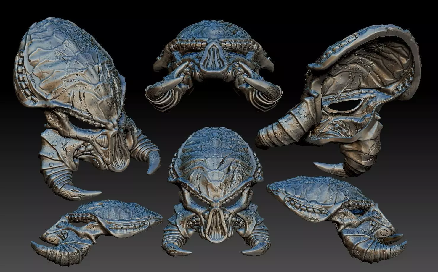cracked tusk predator bio helmet prey 3D print model_0