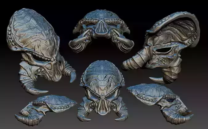 cracked tusk predator bio helmet prey 3D print model