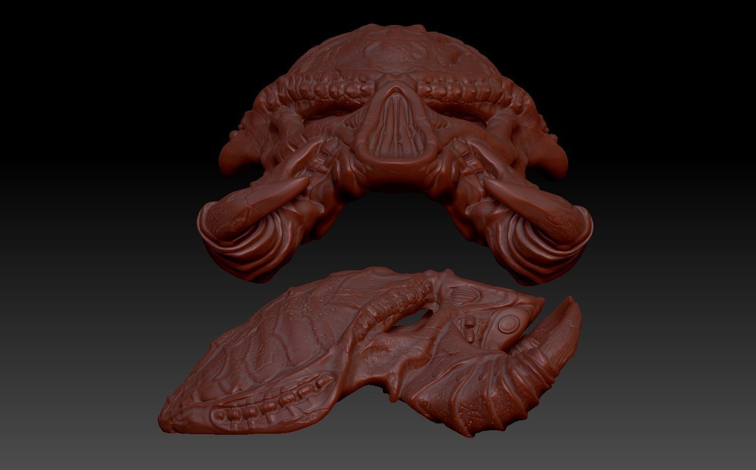 cracked tusk predator bio helmet prey 3D print model_2