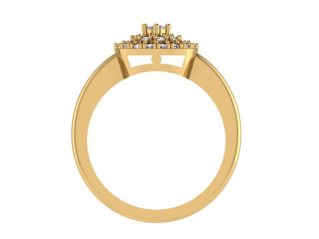 Ring394 gold ring with diamonds in center 3D print model_2