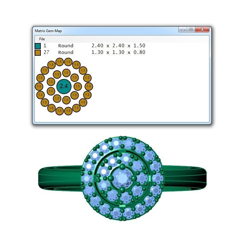 Ring394 gold ring with diamonds in center 3D print model_6