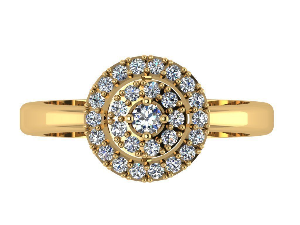 Ring394 gold ring with diamonds in center 3D print model_1