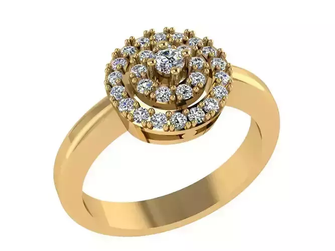 Ring394 gold ring with diamonds in center 3D print model