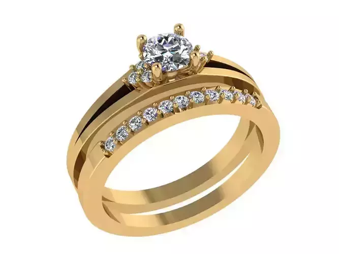 Ring396 engagement ring set gold
