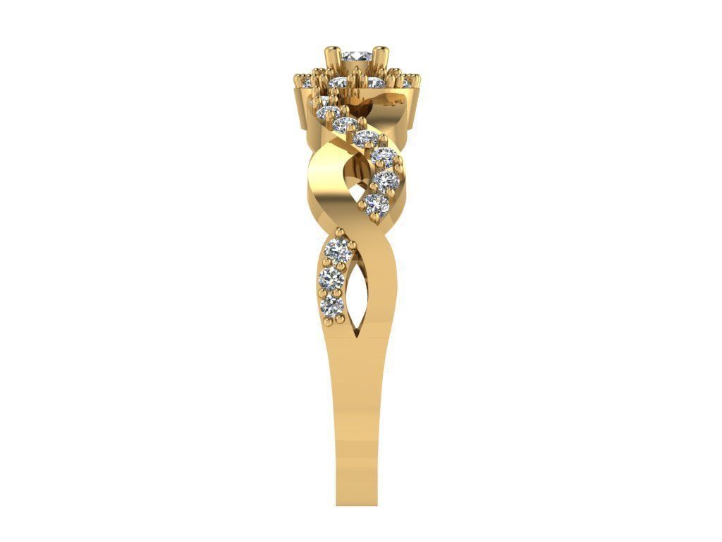 Ring397 gold engagement ring with diamonds 3D print model_3