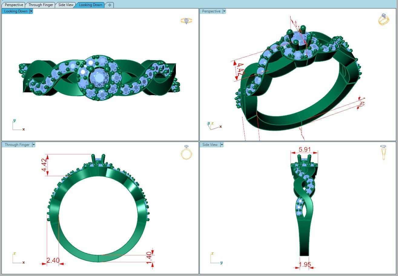 Ring397 gold engagement ring with diamonds 3D print model_5