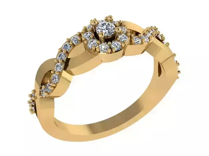 Ring397 gold engagement ring with diamonds