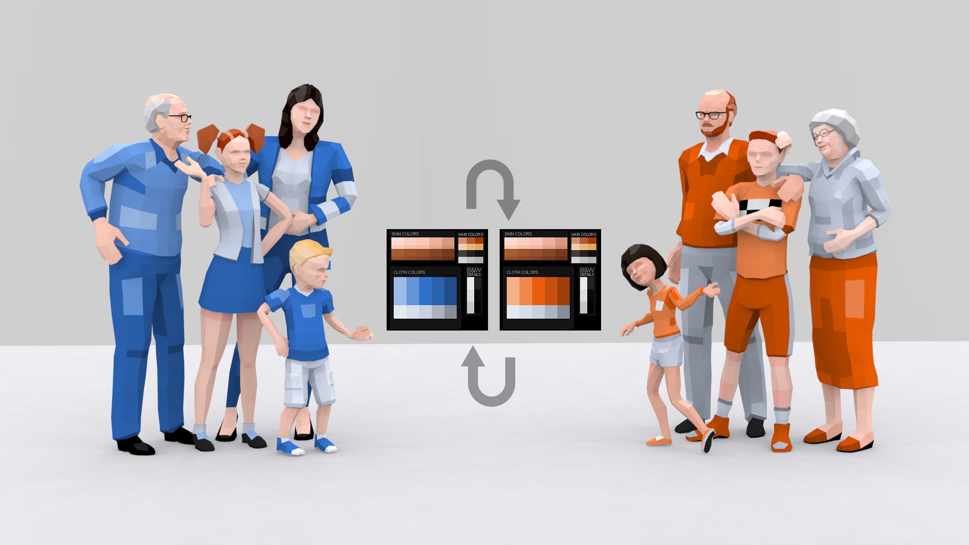 Low Poly Family Characters with Easy Texture Customization Low-poly 3D model_3