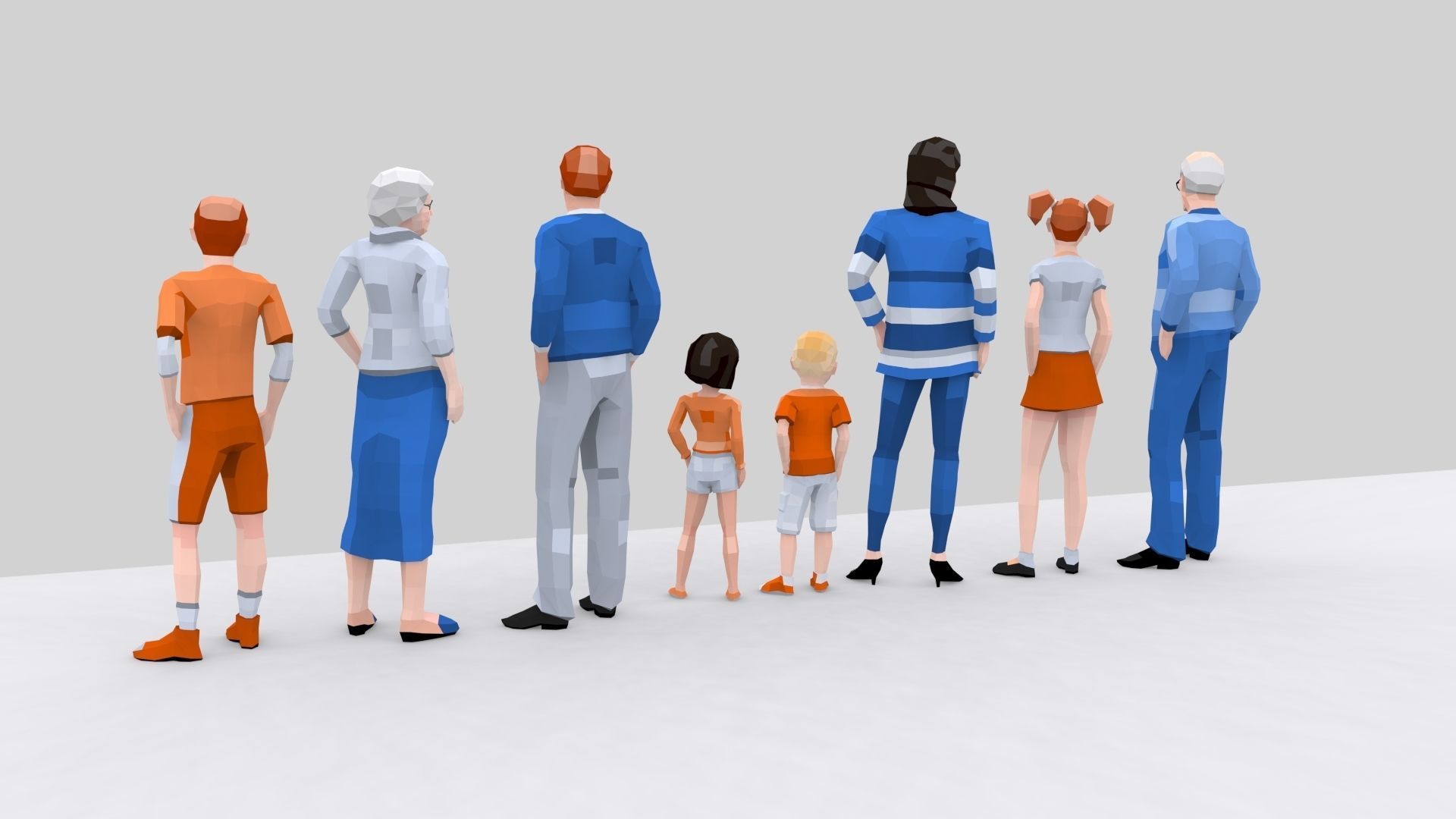 Low Poly Family Characters with Easy Texture Customization Low-poly 3D model_6
