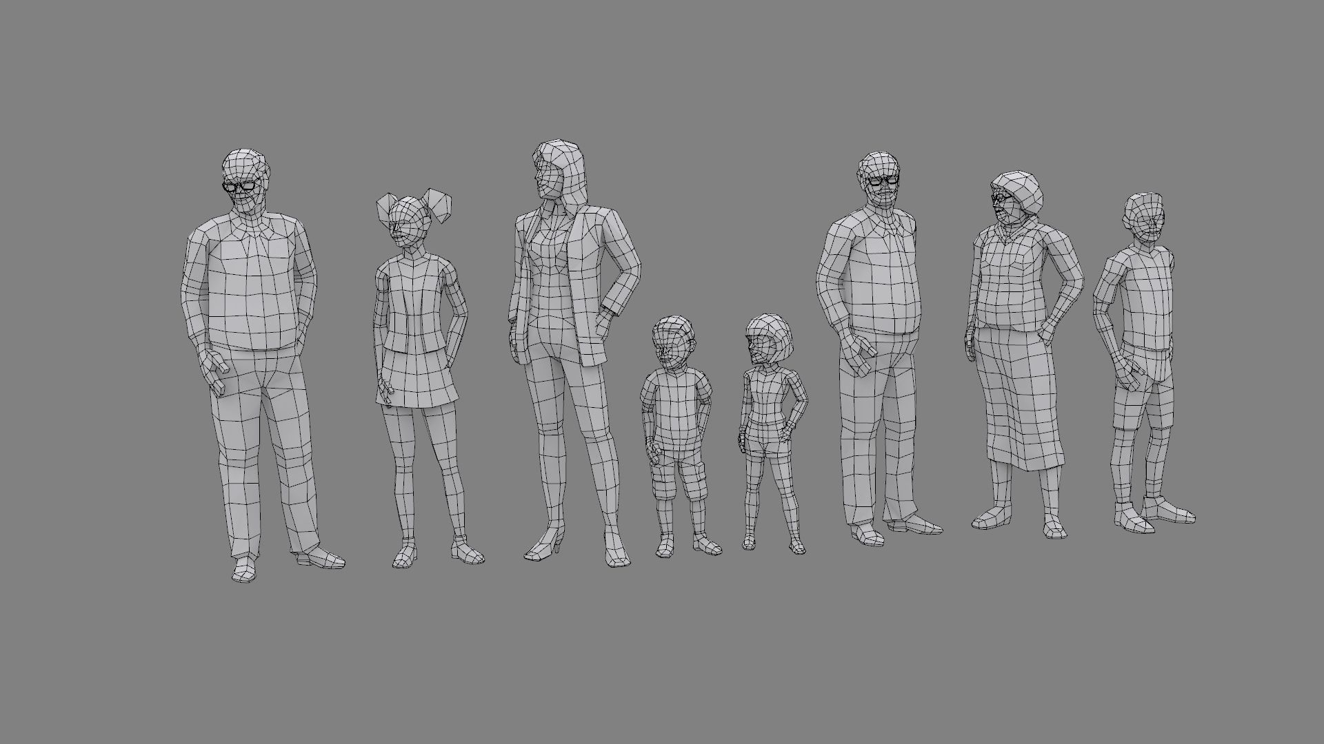 Low Poly Family Characters with Easy Texture Customization Low-poly 3D model_7