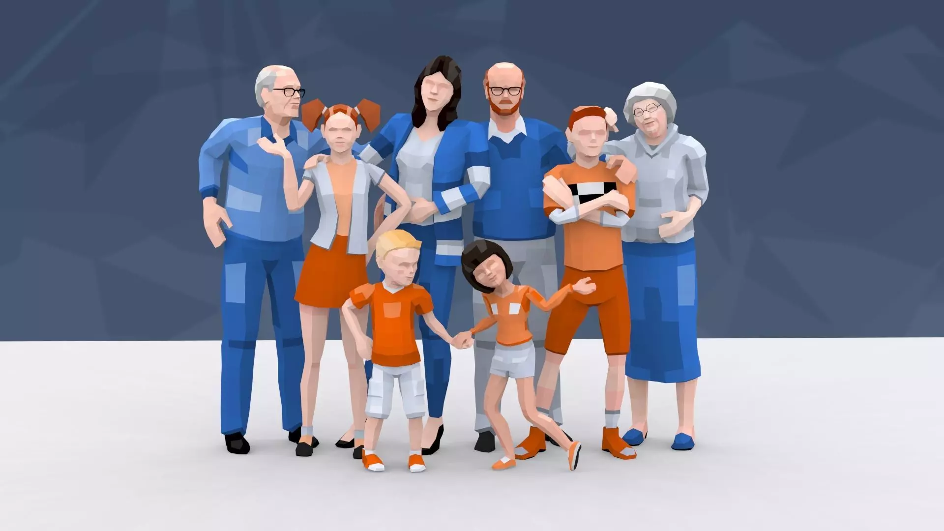 Low Poly Family Characters with Easy Texture Customization Low-poly 3D model_0