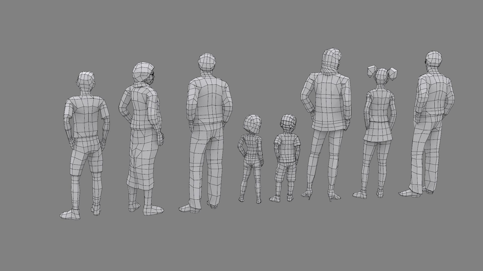 Low Poly Family Characters with Easy Texture Customization Low-poly 3D model_8